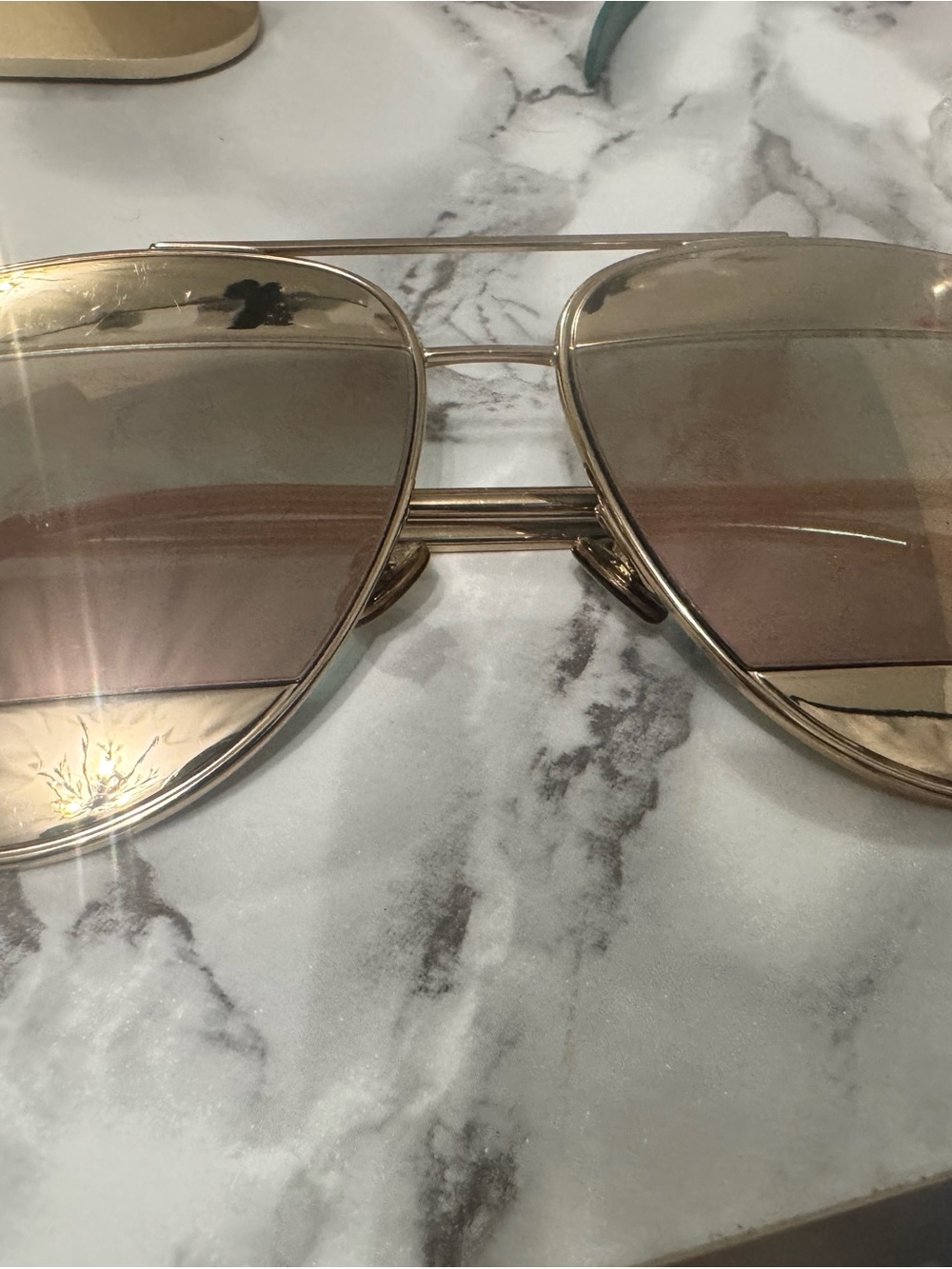 Dior Gold Aviator Sunglasses with Rose-Tinted Gradient Lenses